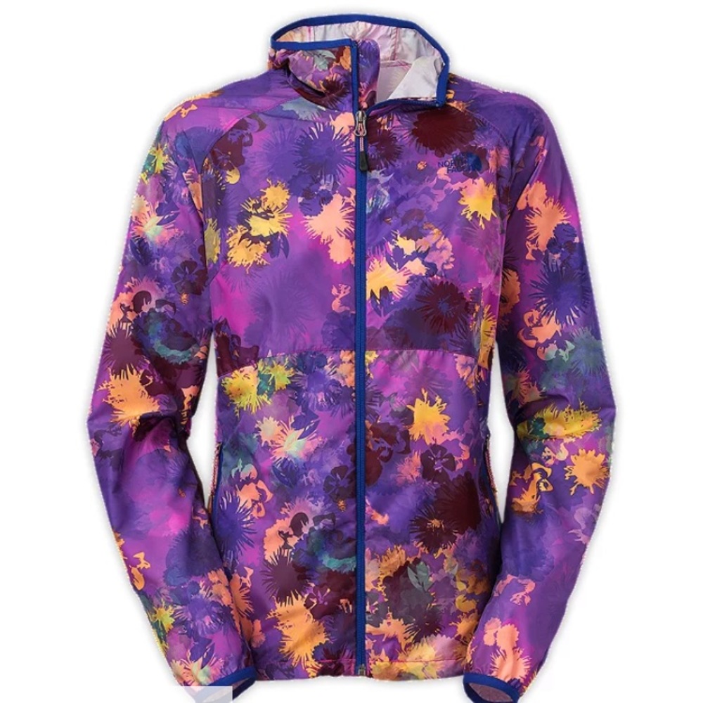 The North Face Flyweight Raincoat Wind Breaker Hoodie Hooded Jacket Pink Floral